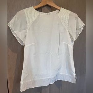Hunter Bell Top Silk with leather sleeves Cream 4 6